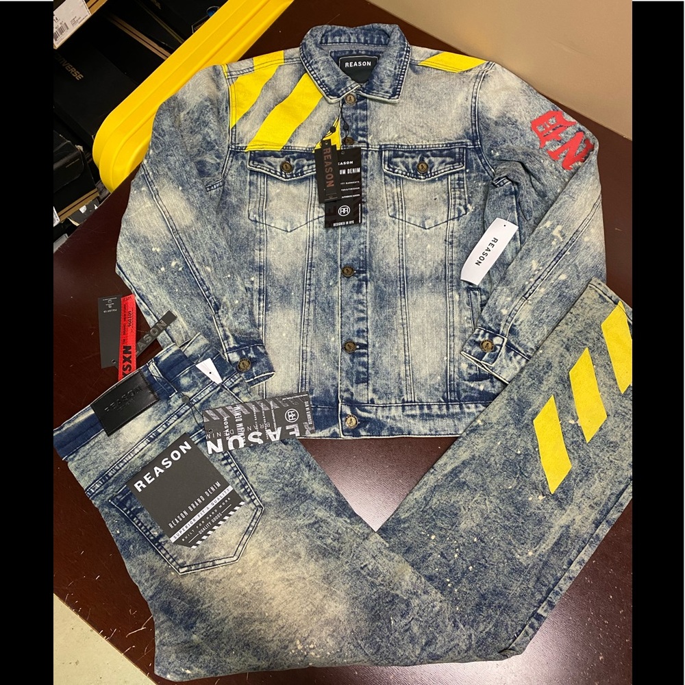 Reason Clothing Caution Jean Set Jacket L Jeans